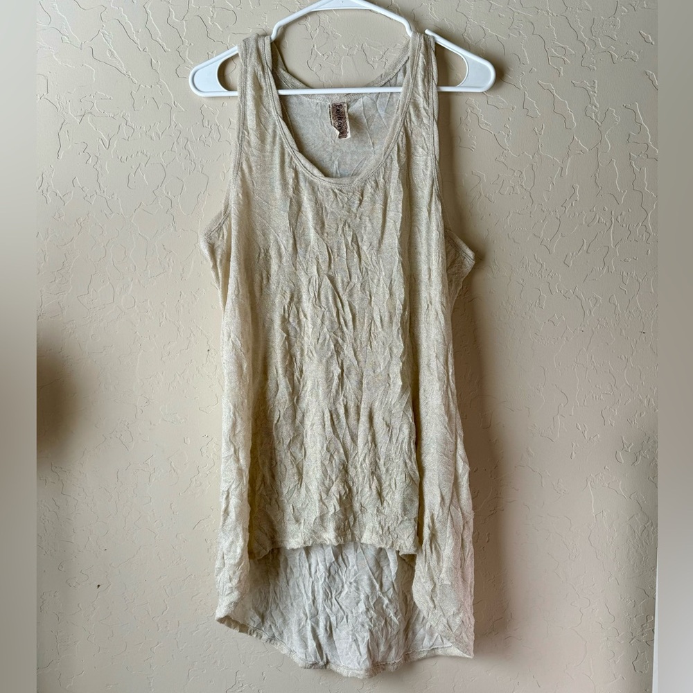 Free people golden sparkle textured tank top